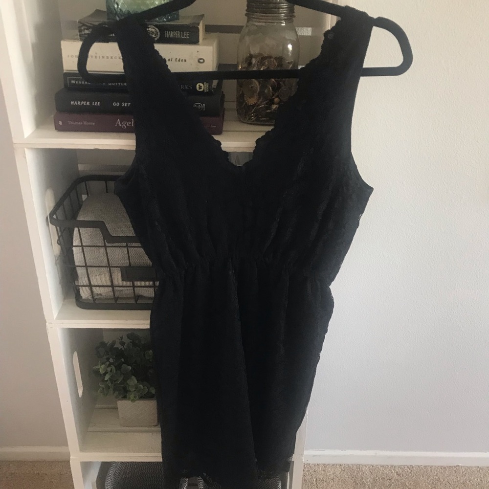 💐 Banana Republic Black Lace V Neck Dress Sz XS - Picture 5 of 5